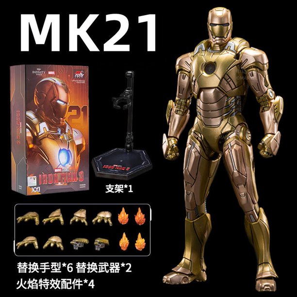 Figura de acción de Iron Man de ZD Toys original de 18 cm, modelo de Tony Stark de la máquina de guerra de acero azul Mark30, juguetes coleccionables
