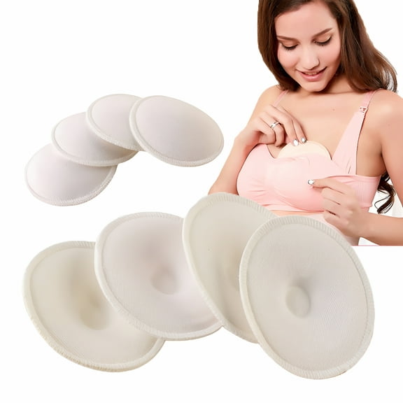 TELOLY 4 Packs Nursing Breast Pads Washable Reusable Breastfeeding Cotton Pads for Overnight Leak Protection