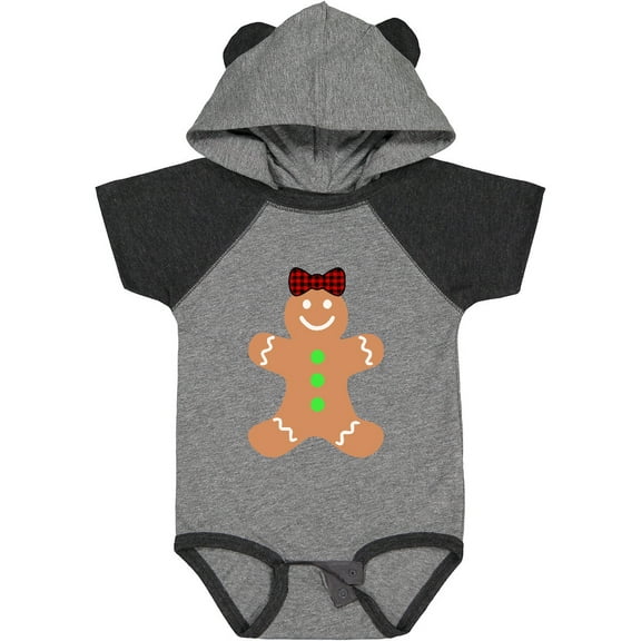 Inktastic Cute Gingerbread Girl with Red Plaid Bow Boys or Girls Baby Bodysuit