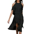thumbnail image 3 of B91xZ Robe Grande Taille pour Femmes Été Robe Sans Manches Col Rond Décontractée Ample Plissée à Volants Midi avec Poches, Noir TTG, 3 of 5