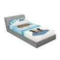 thumbnail image 2 of Ambesonne Ocean Fitted Sheet & Pillow Sham Set, Zanzibar Eastern Scenery, Twinxl, Turquoise Cream, 2 of 2