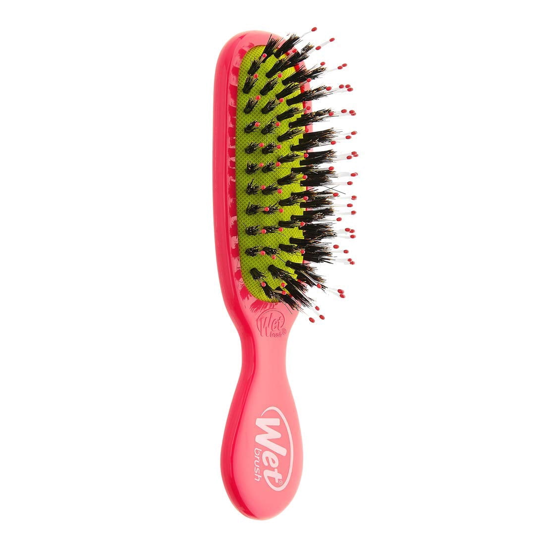 Wet Brush Hair Brush Mini Shine Enhancer Detangler with Flexible Boar Bristles - Pink