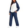 thumbnail image 5 of Dwelliawo Women's Tracksuit 2 Piece Hoodie and Sweatpants Solid Color Relaxed Fit Hoodie Jogging Athletic Pants Set Fleece Fall Suit with Pockets Navy L, 5 of 5