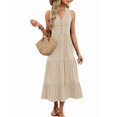 thumbnail image 3 of Womens Summer Maxi Dresses Flowy V Neck Sleeveless Swing Casual Beach Sundress with Pockets Color XL, 3 of 9