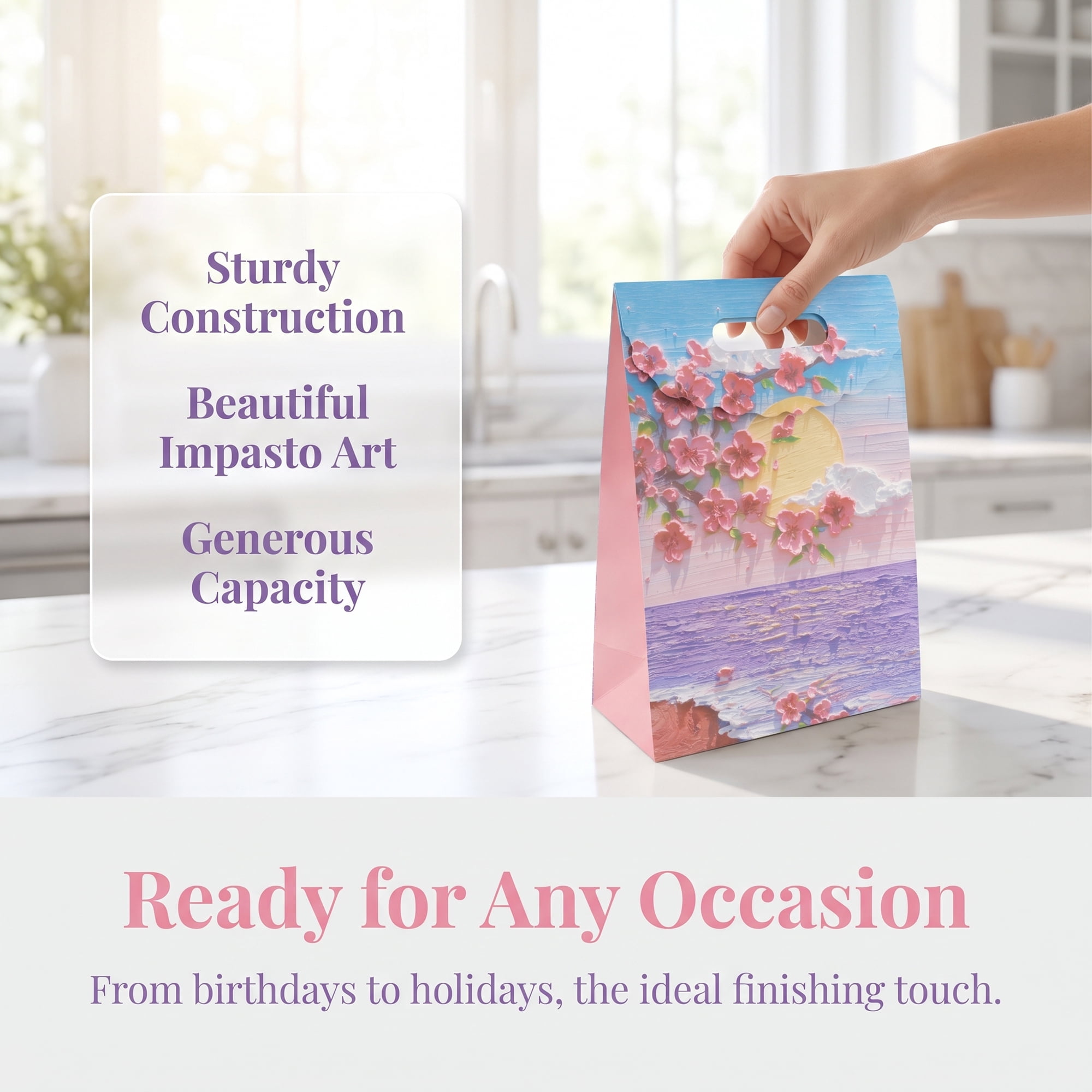 Unique Bargains Thickened Gift Bags with Comfortable Handles Sea Moon 7.5" x 3.5" x 10.6"