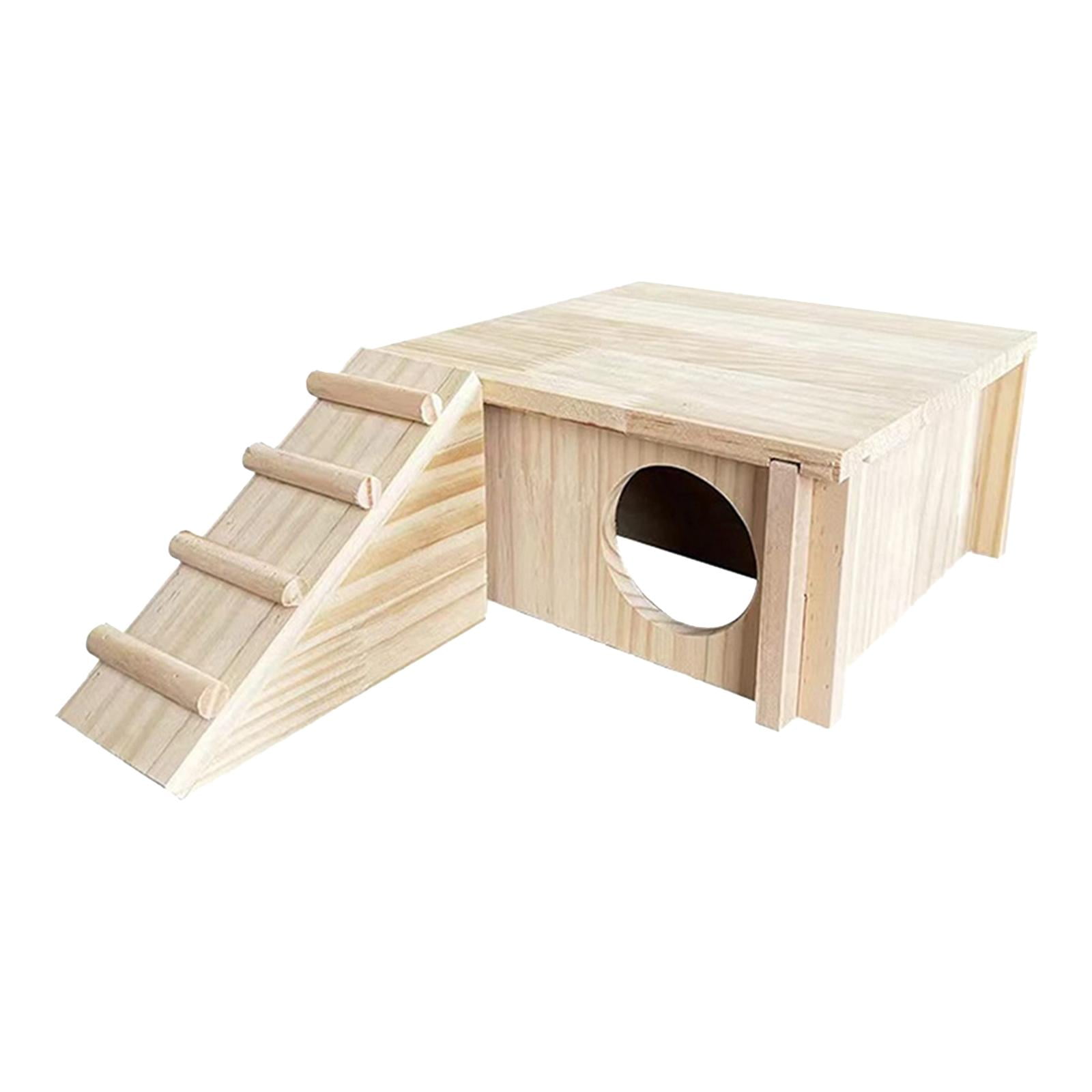 perfeclan Wooden Hamster House with Ladder And Window, Hiding Accessories, Cage Accessories, Wooden Hut for Rats, Dwarf Hamsters, Mice, Small Pets