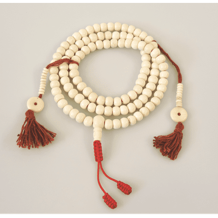 Prayer Bead Necklace - Hands Of Tibet Yak Bone Mala 108 Beads Necklace, Natural Himalaya Yak Bone Prayer Beads Wrist Mala Wrap Bracelet Yoga Healing for Meditation Many Choice (White Plain)