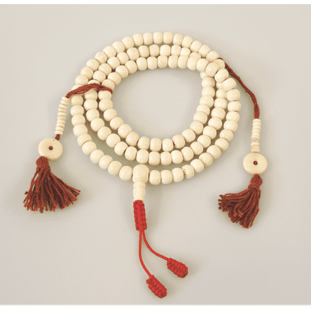 Hands Of Tibet Yak Bone Mala 108 Beads Necklace, Natural Himalaya Yak Bone Prayer Beads Wrist Mala Wrap Bracelet Yoga Healing for Meditation Many Choice (White