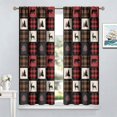 thumbnail image 4 of Cabin Retro Curtains Rustic Lodge Window Treatments, Bear Deer Moose Wild Animals Curtains for Living Room, Plaid Check Adventure Farmhouse Drapes 2 Panel Sets,52x84 Inch, 4 of 6