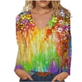 thumbnail image 2 of Aloohaidyvio Tops and Blouses ,Womens Casual Tops Loose V-Neck Tie-Dye Printing Long Sleeve T-Shirt, 2 of 5