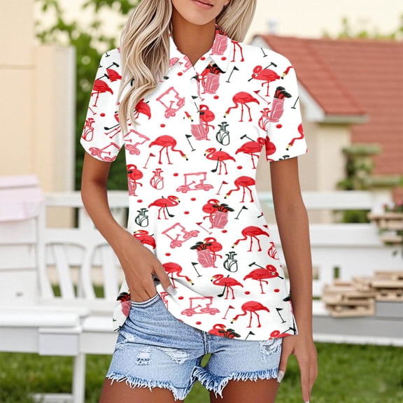 Women's Dressy Casual Blouses Short Sleeve Lapel Collared Button Down Fashion Tops Graphic Printed Business Work Shirts