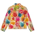 thumbnail image 4 of Jackets for Women Winter Coat Jackets Flannel Stand Collar Jacket(Pastel Rainbow Lollipop,Size:S-4XL), 4 of 7