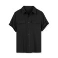 thumbnail image 5 of Lars Amadeus Men's Solid Color Short Sleeves Point Collar Shirt with Pockets, 5 of 6