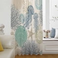 thumbnail image 6 of Nautical Coastaal Sheer Curtains 45" Long, Ocean Jellyfish Coral Seashells Conch Beige Light Filering Curtains, Breathable Simi Curtain Privacy Drapes for Kitchen Bathroom Small Window Treatment, 6 of 8