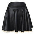 thumbnail image 5 of Faux Leather Pleated Mini Skirt for Women High Waisted Lace Hem A Line Mini Skirt, 5 of 6