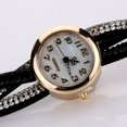 thumbnail image 4 of Reloj femenino de cuarzo con banda de cuero de PU envuelto en diamantes de imitación brillantes (negro), 4 of 5