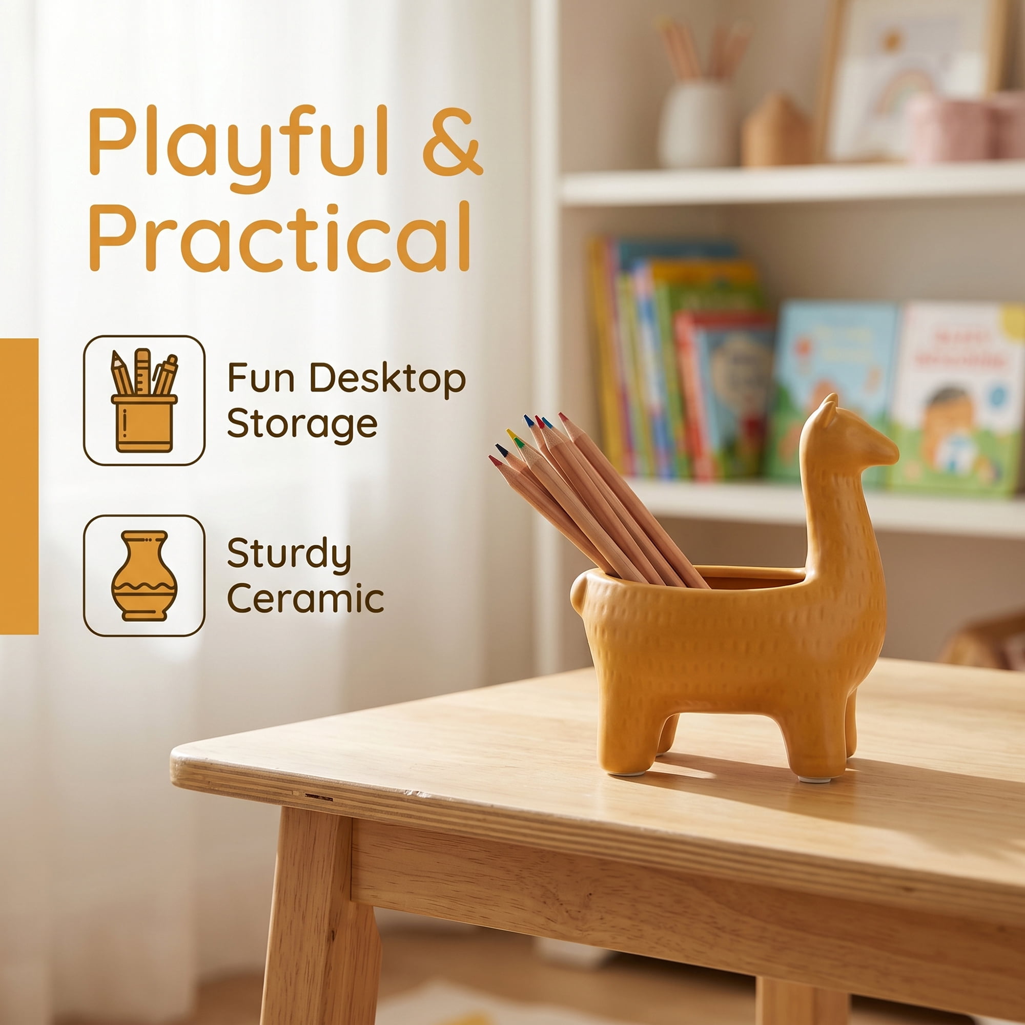 Unique Bargains Alpaca Ceramic Llama Jewelry Dish Key Holder Bowl Orange 8.3*5.9*9.4inch