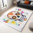 thumbnail image 3 of Machine Washable Area Rug 8x10 ft for Dining Room, Bedroom, and Living Room, Colorful Sugar Skull Flower Stain and Water-Resistant Non-Slip Rug, Pet and Kid Friendly, 3 of 7
