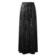 thumbnail image 3 of Womens Skirts Elastic Waist Gold Sequin Glitter Elegant Slim Fit Holiday Long Female Floor Length Skirt Holiday Wear, 3 of 4