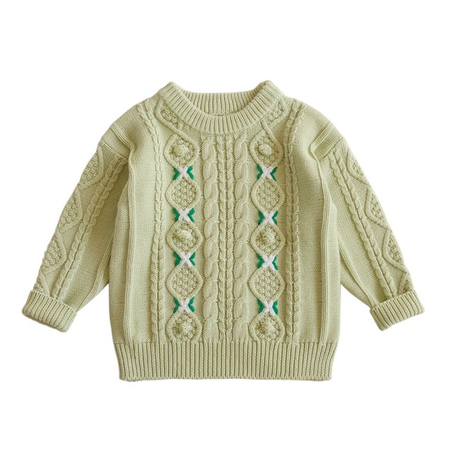 Glisme Chandail pour Filles, Manches Longues, Col Rond, Thermique, Chaud, Vert Clair, 8-10 Ans