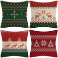 thumbnail image 1 of 4 Pcs Housse de Coussin de Noël 45x45(Style 21)(Insertion d'Oreiller Non Incluse), 1 of 5