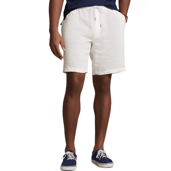 Polo Ralph Lauren Men's White Big & Tall Prepster Linen Short, 5LT