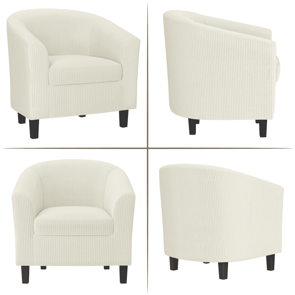 Renwick Corduroy Fabric Barrel Chair for Living Room, Beige