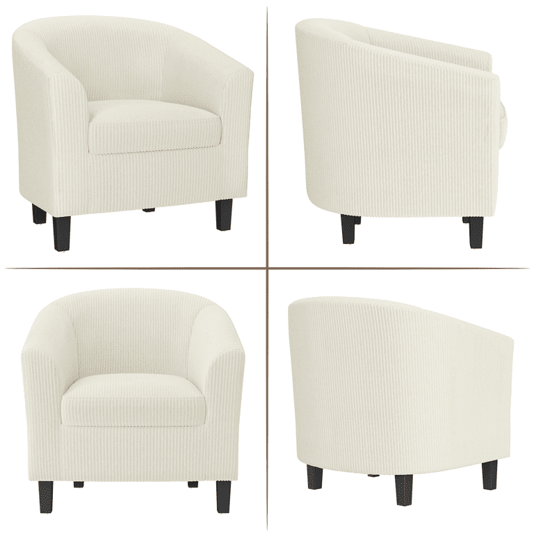 Yaheetech Corduroy Fabric Barrel Chair, Beige photo 2