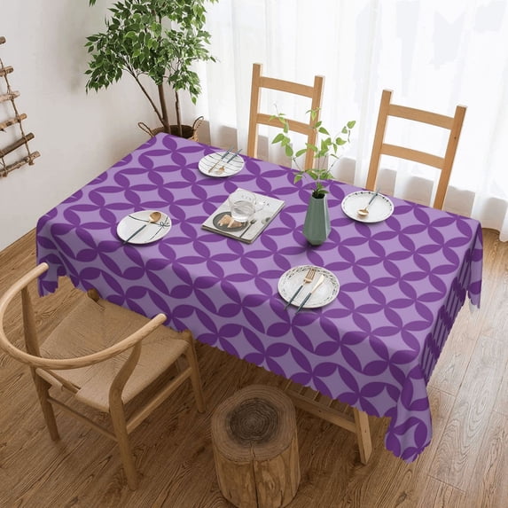 ZNDUO Rectangle Table Cloth, Purple Rhombus Pattern Waterproof Stain Resistant Washable Polyester Table Cover, 54 X 72 Inch