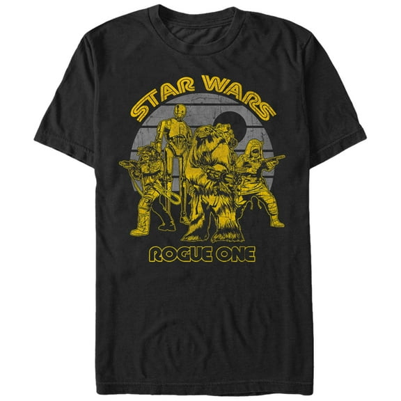 Men's Star Wars Rogue One Retro Rebel Death Star Print  Graphic Tee Black 4X Large