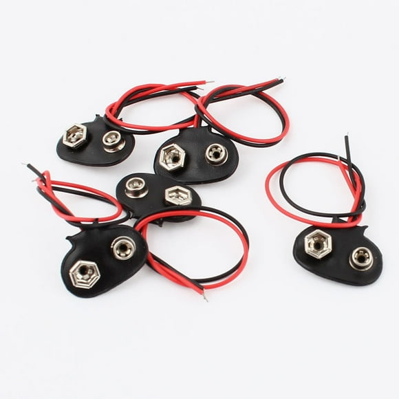 Unique Bargains 5 x 9V Faux Leather Shell Battery Clip Connectors, 5 Count