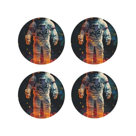 

Kdxio Astronaut Cosmic Rainbow Funny Coasters 4 Pcs Leather Coasters Housewarming Gifts Protect Furniture from Water Marks Scratch and Damage