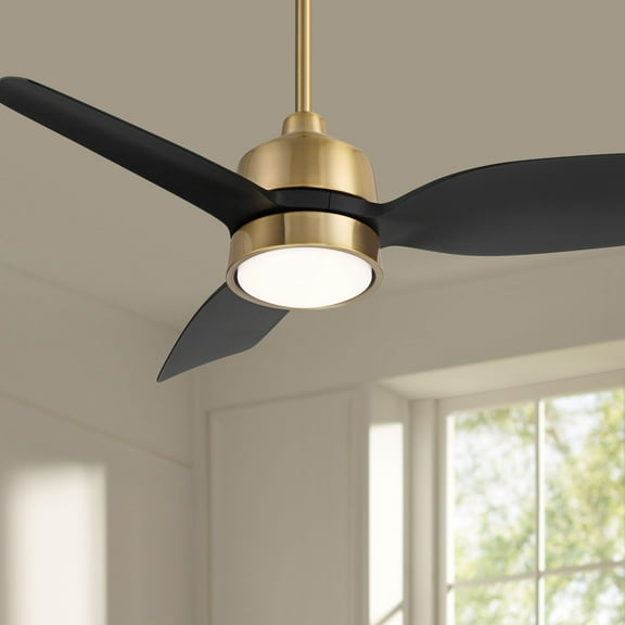 Casa Vieja 36" Verdin Indoor Outdoor Ceiling Fan 3 Blade LED Light Remote Control Brass Finish Bedroom Living Room Damp Rated