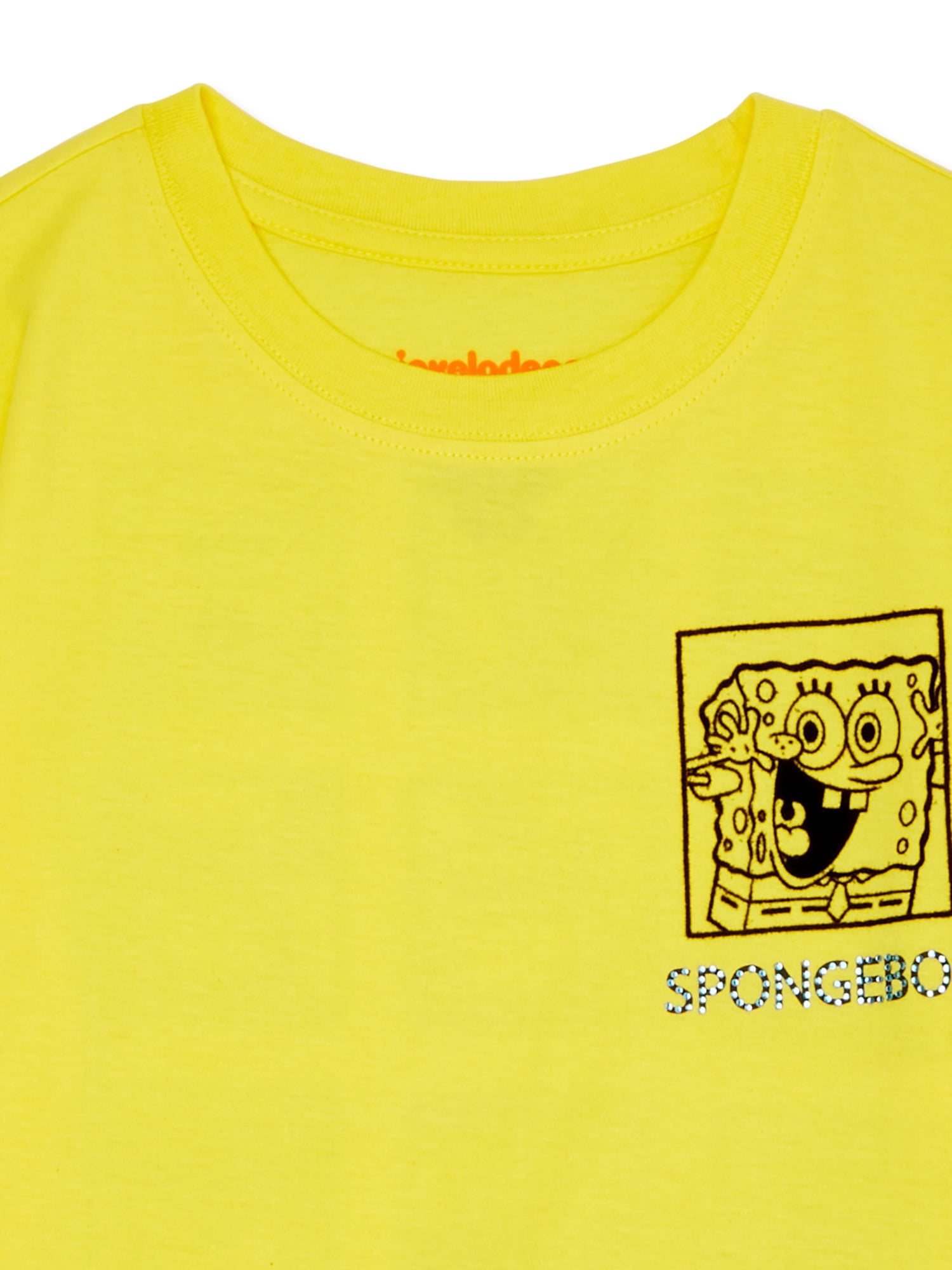 SpongeBob Girls Oversized Cozy Tee and Printed Graphic Biker Short Outfit Set, 2-Piece, Sizes 4-16