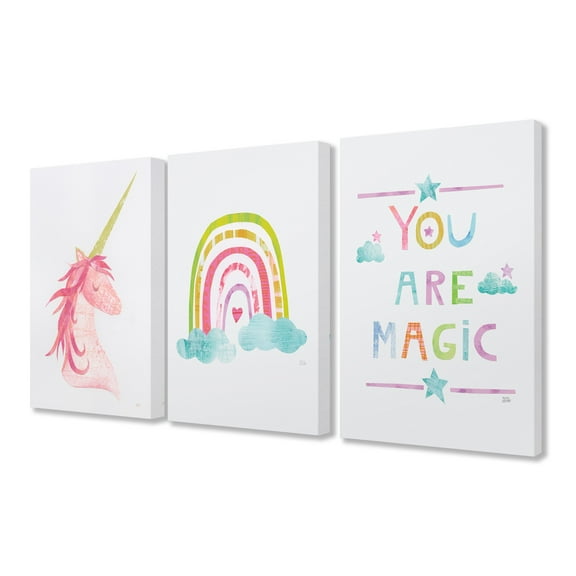 The Kids Room by Stupell You Are Magic Rainbow And Unicorn 3pc Stretched Canvas Art Set, 3pc, each 16 x 1.5 x 20