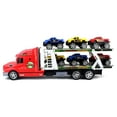 thumbnail image 4 of Animal World Truck Trailer Children's Friction Toy Transporter Truck Ready To Run 1:24 Scale w/ 6 Toy Trucks (Colors May Vary), 4 of 4