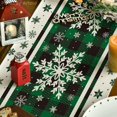 thumbnail image 3 of Green Buffalo Plaid Snowflakes Christmas Table Runner, Seasonal Winter Kitchen Dining Table Decoration for Home Party Decor 13x72 Inch, 3 of 6