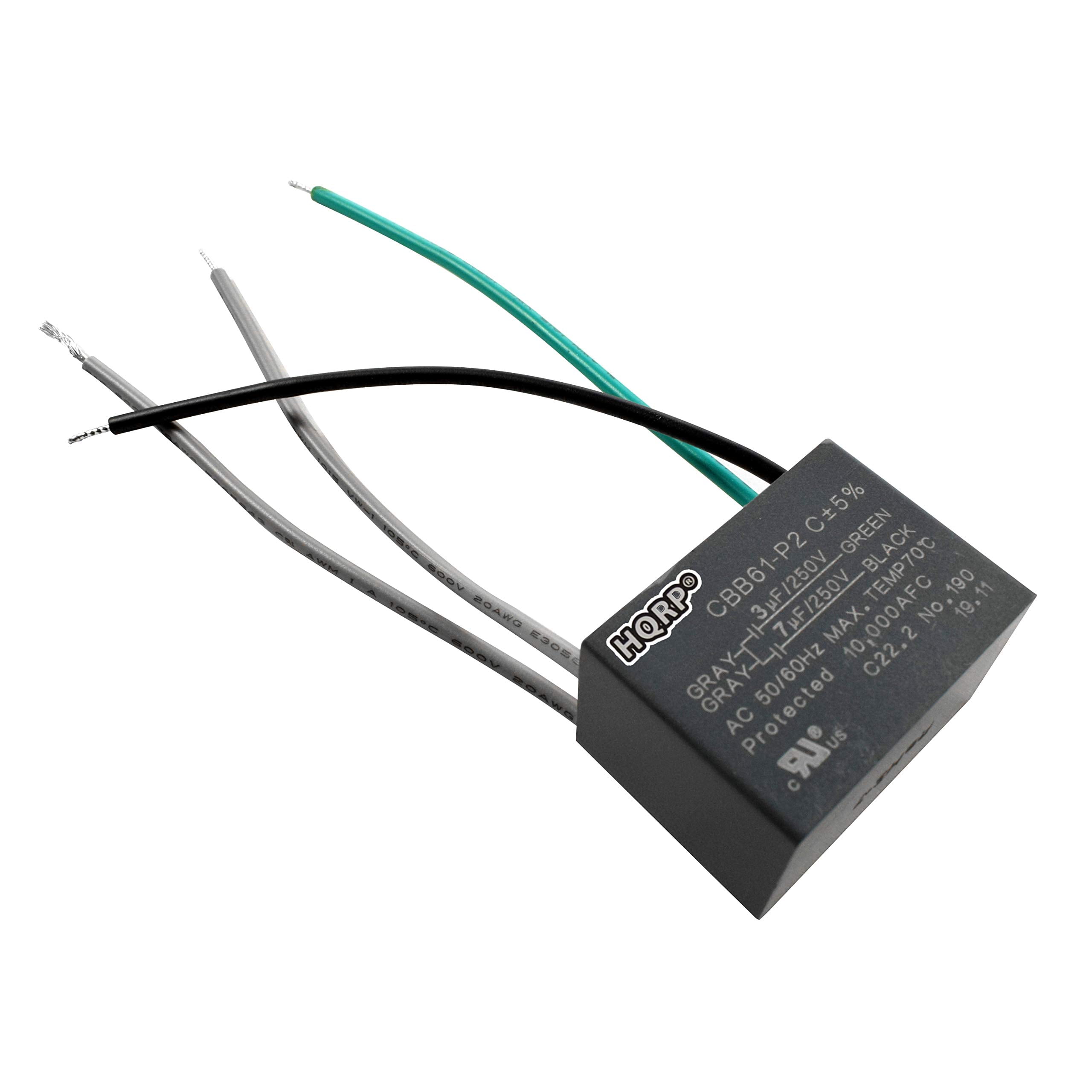 HQRP Capacitor CBB61 fits Harbor Breeze Ceiling Fan 3uf+7uf 4Wire