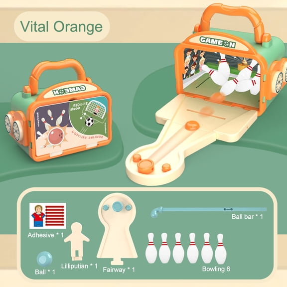 Nsxcdh Safe Plastic Toys for Toddlers Children's Two In Table Game Bowling and Football Carrying Case Parent-child Interactive Educational Toys Must-Have Item