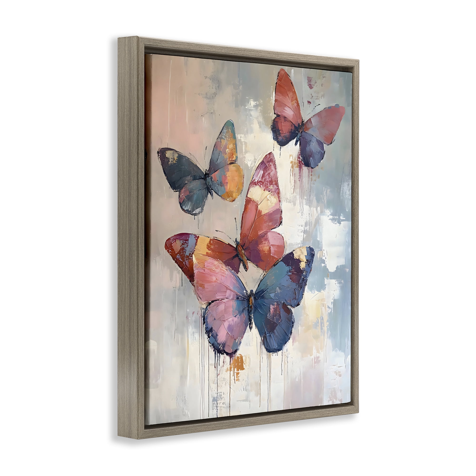 Stupell Industries Butterfly Beauty in Flight Brown Framed Floater Canvas Wall Art, design by Creative Studio