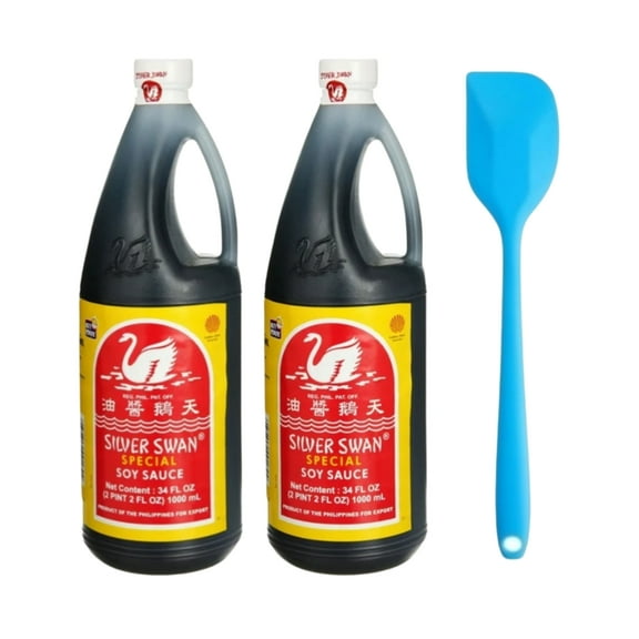 Silver Swan Special Soy Sauce, 34 fl oz (2 pack) and 8in Silicone Spatula (Color Varies)