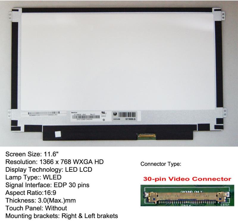 Dell Chromebook 11 N116bge-ea2 Rev.c1 Replacement LAPTOP LCD Screen 11.6" WXGA HD LED DIODE (Substitute Replacement LCD Screen Only. Not a Laptop ) - image 2 of 7