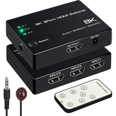 8K@60Hz HDMI 2.1 Switch 3 in 1 Out,NEWCARE 4K@120Hz HDMI Switcher 3 Port, 8K HDMI Auto Switch 3X1 Selector with IR