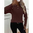 thumbnail image 6 of Women'S Winter Sweaters Trendy Knit Button Detail Raglan Sleeve Sweater Fashion Sweater Coffee L, 6 of 8