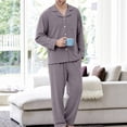 thumbnail image 4 of Samdudou Mens Pajamas Set Long Sleeve Button Down Sleepwear Classic Notch Collar Solid Two Piece Lounge Suit Pjs for Home Working Remote and Weekend Resting Time, 4 of 9