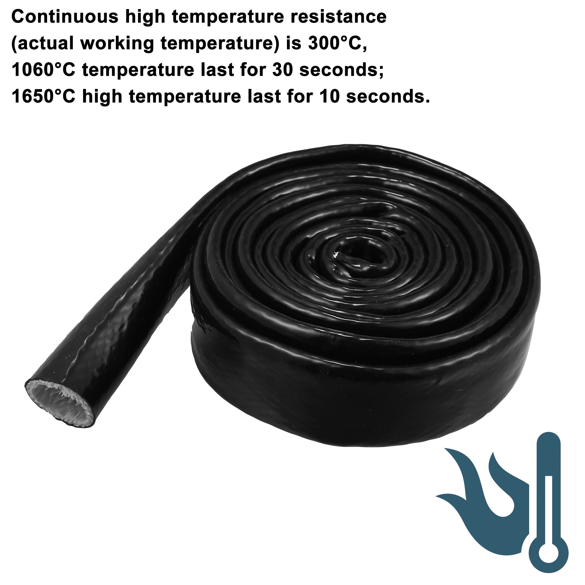1" ID x 10FT Heat Shielded Fire Sleeve Silicone Coated Fiberglass Tape for Automotive Hose Lines Wires Electrical Wiring