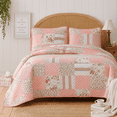 thumbnail image 3 of DBOZE American Traditional Floral Quilt Set Reversible Lightweight Sateen Bedspread with Matching Shams for All Seasons(Queen Size, Pink), 3 of 6
