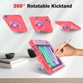 thumbnail image 5 of Hard Back Cover Case for Apple 8.3-inch iPad Mini 6th Generation (2021) Model A2567/A2168/A2569 - Portable Shockproof Rugged Cover Case with Rotating View Kickstand & Shoulder/Hand Strap, Red+Purple, 5 of 8