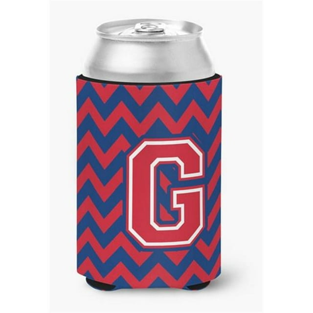 Letter G Chevron Yale Blue & Crimson Can or Bottle Hugger