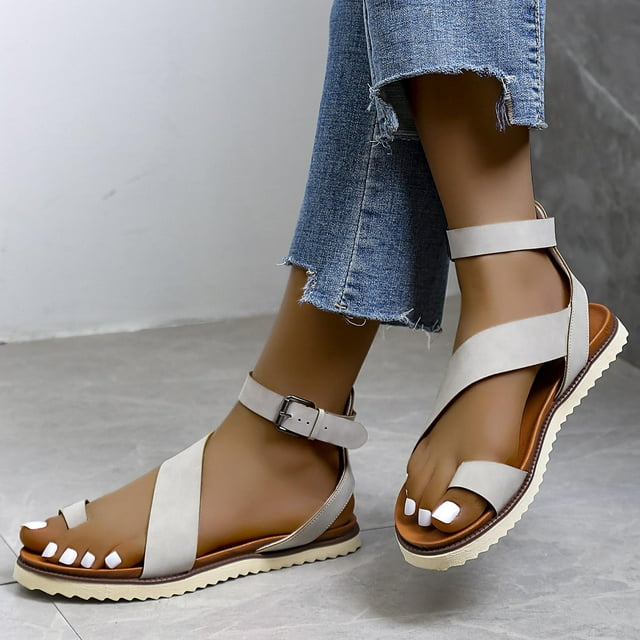 Nuevas sandalias informales para mujer, zapatos informales de playa, zapatos romanos a la moda de verano, sandalias planas Wmkox8yii nm7143